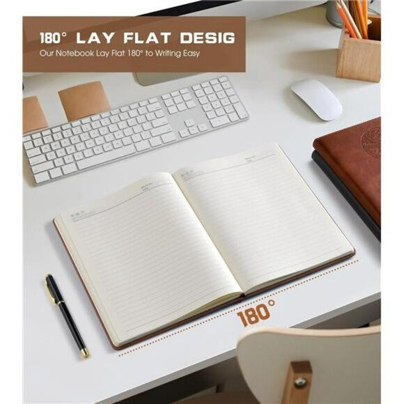 Leather Journal Notebook A4 Lined Hardcover Travel Business School Writing Gift - Picture 6 of 7